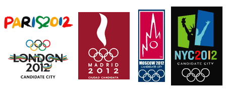 Muestrario de los logotipos de las ciudades candidatas a los JJOO de 2012